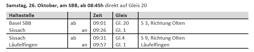 Herbstbummel 2024 Anreise